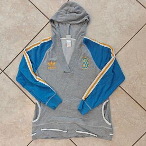 Adidas Trefoil UCLA Bruins Y2K style hoodie heather gray blue striped raglan lac